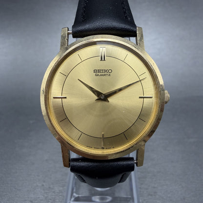 Seiko Watch Unisex 30mm Champagne Dial Gold Tone Round VTG 6530-6060 New Battery0