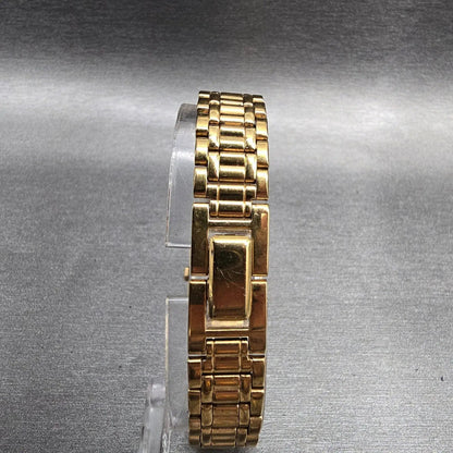 Seiko Tank Watch Women 18mm Black Dial Gold Tone Rectangle V401-5528 New Battery7