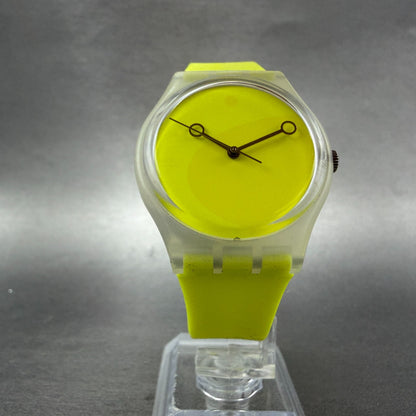 Swatch TRACOLLA Watch Men 34mm Yellow Dial Clear Case Round GK340 New Battery5