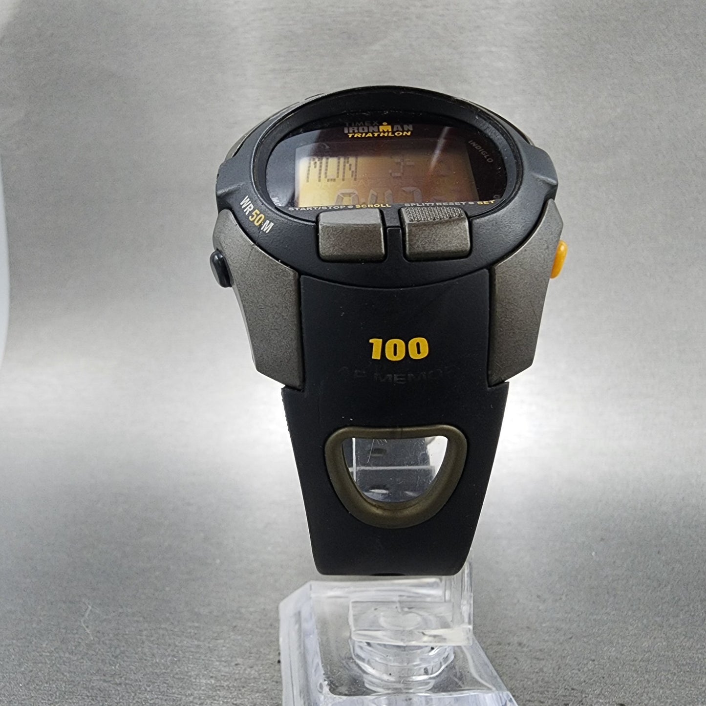 Timex Ironman Triathlon Watch Men 42mm Digital Black Tone Round 5E691 New Batt6