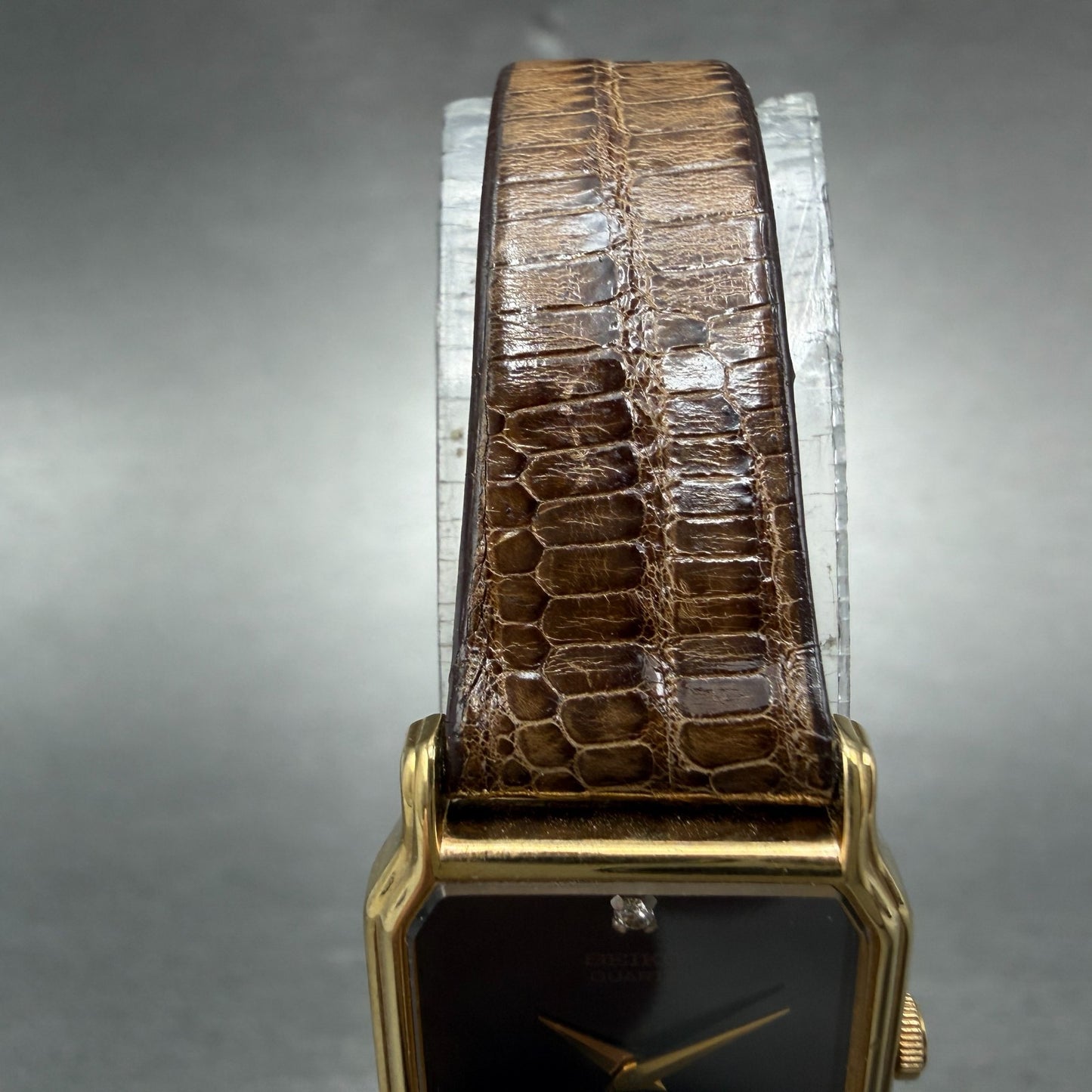 Seiko Watch Women 18mm Brown Dial Gold Tone Octagon 2C20-5509 New Battery NOS4