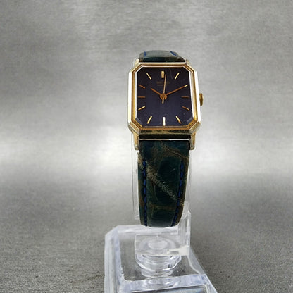 Seiko Watch Women 18mm Blue Dial Gold Tone Octagon 2C215090 New Battery VTG4