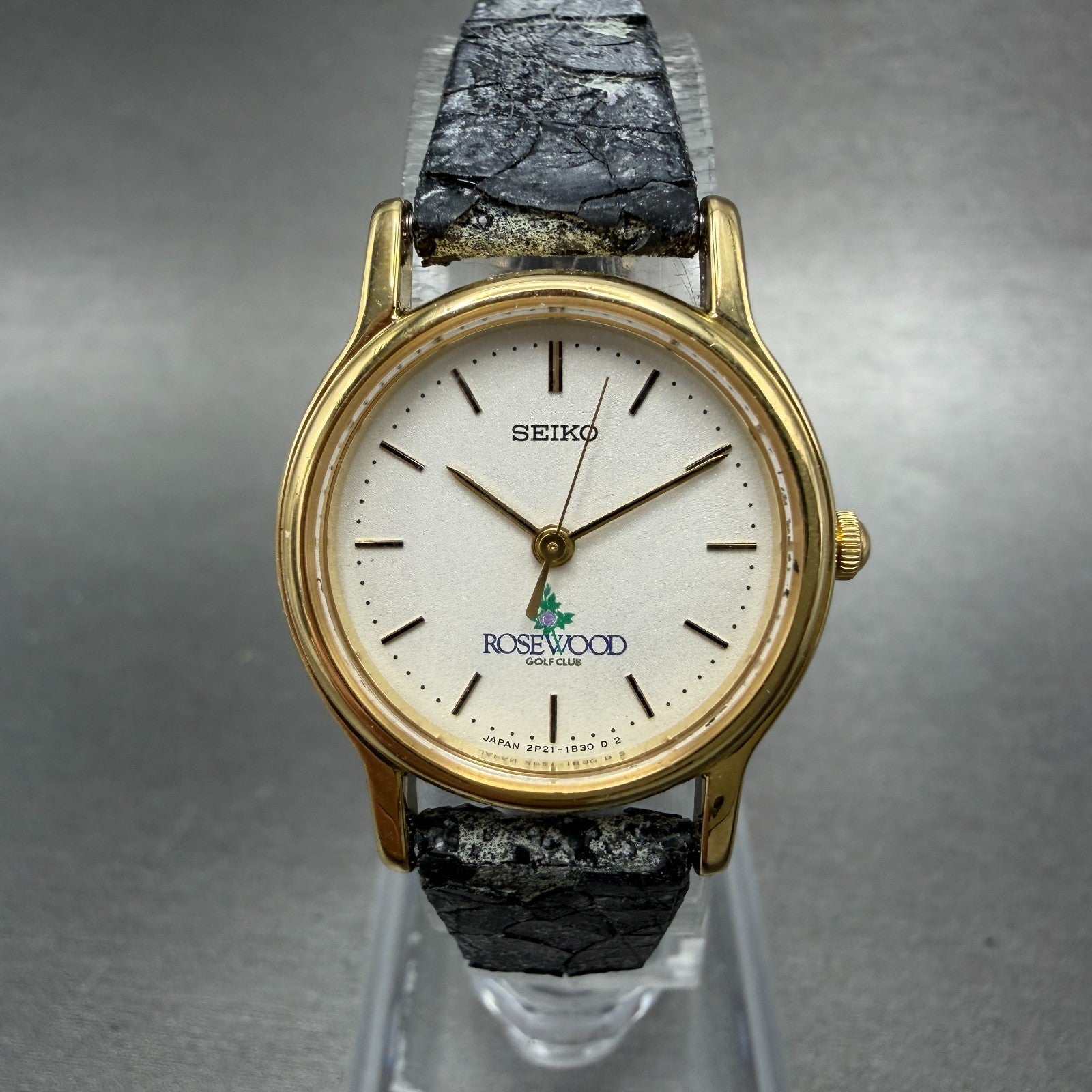 Seiko Watch Women 23mm White Dial Gold Tone Round 2P21-0A9A New Battery Vintage0