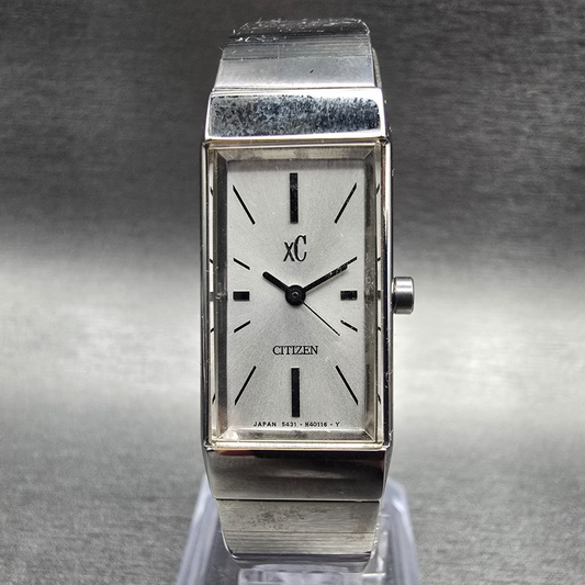 Citizen XC Watch Women 15mm Silver Dial Silver Tone Rectangle 5431-H23214 NewBat0