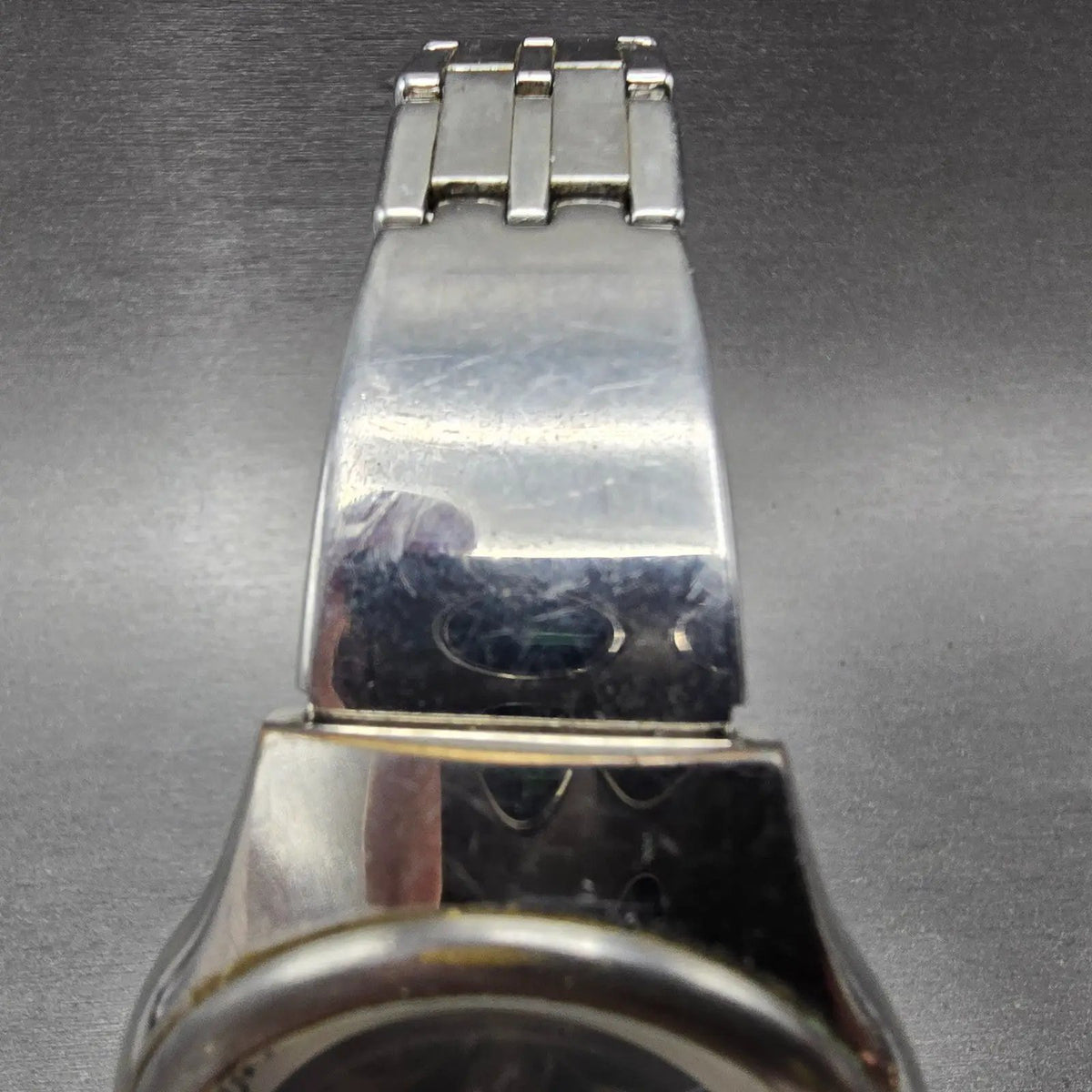 Fossil Big Tic Watch Men 38mm Black Dial Silver Tone Round JR-7843 New Battery D4