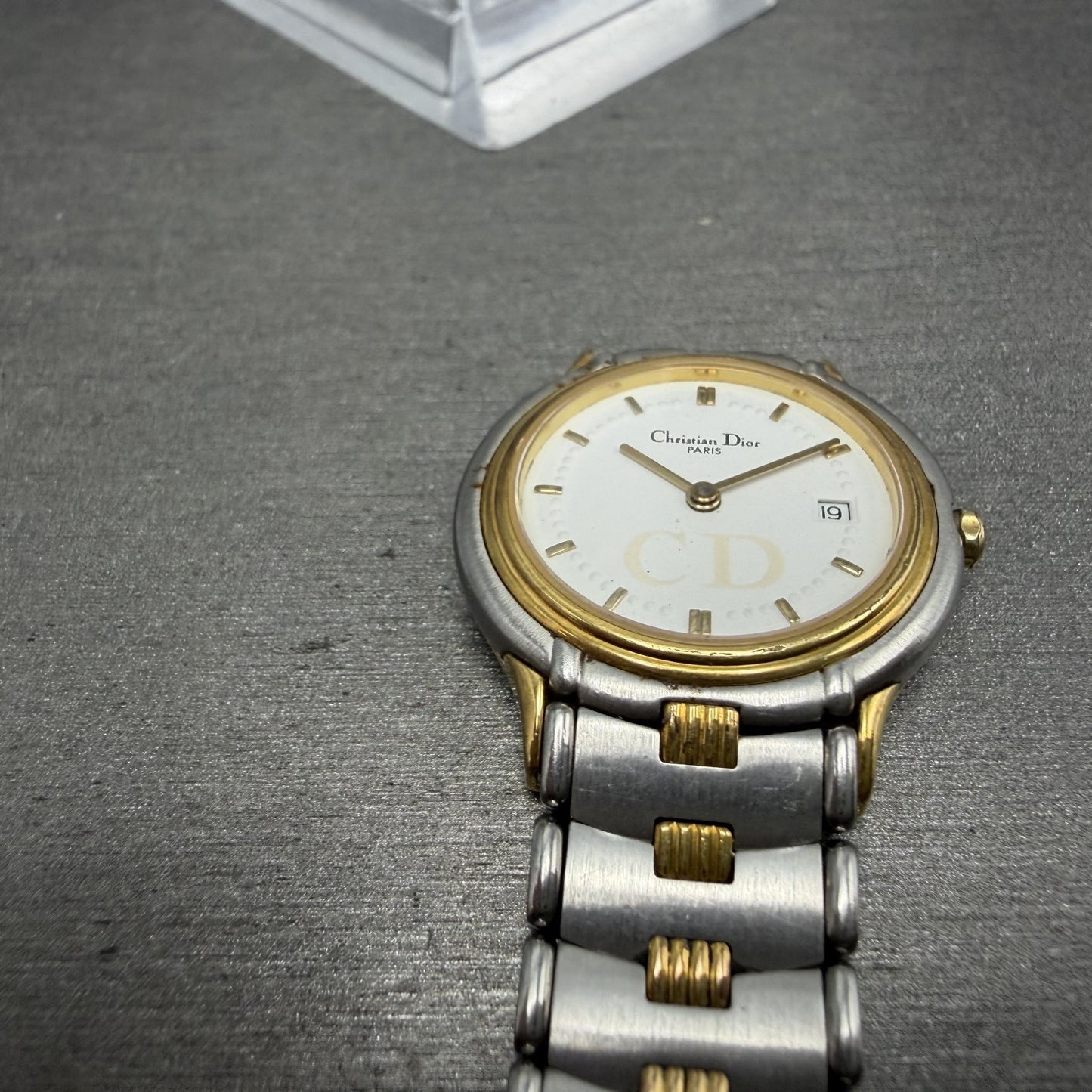 Cristian Dior Watch Women 27mm White Dial Two Tone Round READ!!! 48.146 New Batt2