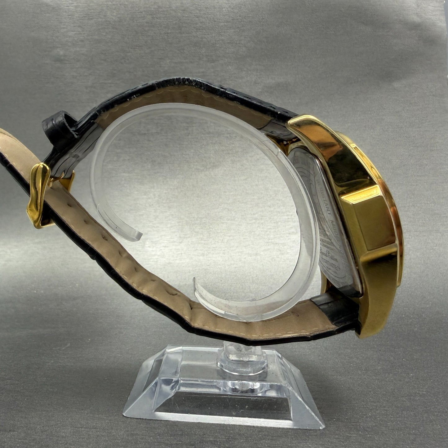 Invicta Lupah Watch Men 47mm Gold Dial Gold Tone Rectangle Daydate New Battery A8