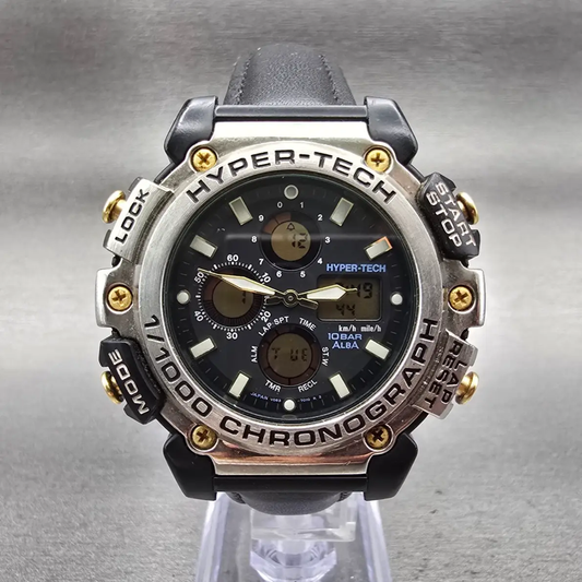 Seiko Alba Hyper-Tech Watch Men 47mm Black Dial Two Tone Chrono V083-7010 NewBat0