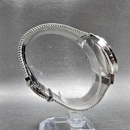 Movado Museum Watch Men 40mm Black Dial Silver Round 0607219 Mesh New Battery8