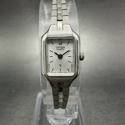 Citizen CQ Watch Women 13mm Silver Dial Silver Tone Rectangle New Battery NHJDS0