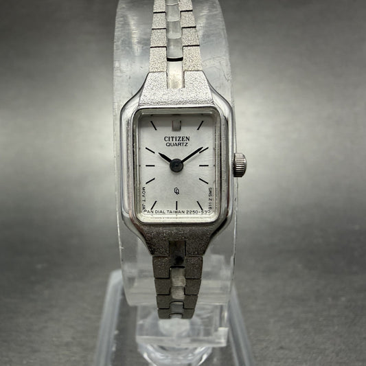 Citizen CQ Watch Women 13mm Silver Dial Silver Tone Rectangle New Battery NHJDS0