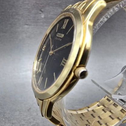 Citizen Eco-Drive Watch Men 35mm Black Dial Gold Tone Round G431-T001823 Runs2