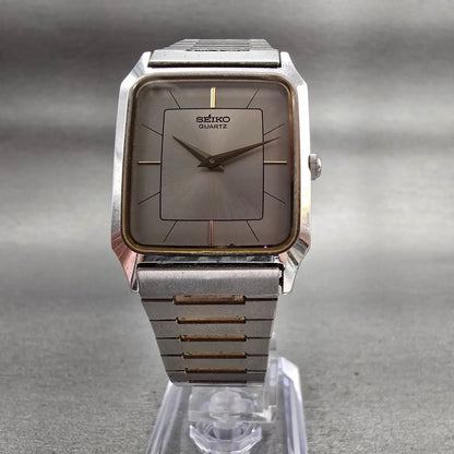 Seiko Watch Men 26mm Silver Dial Two Tone Rectangle 6530-5510 New Battery5