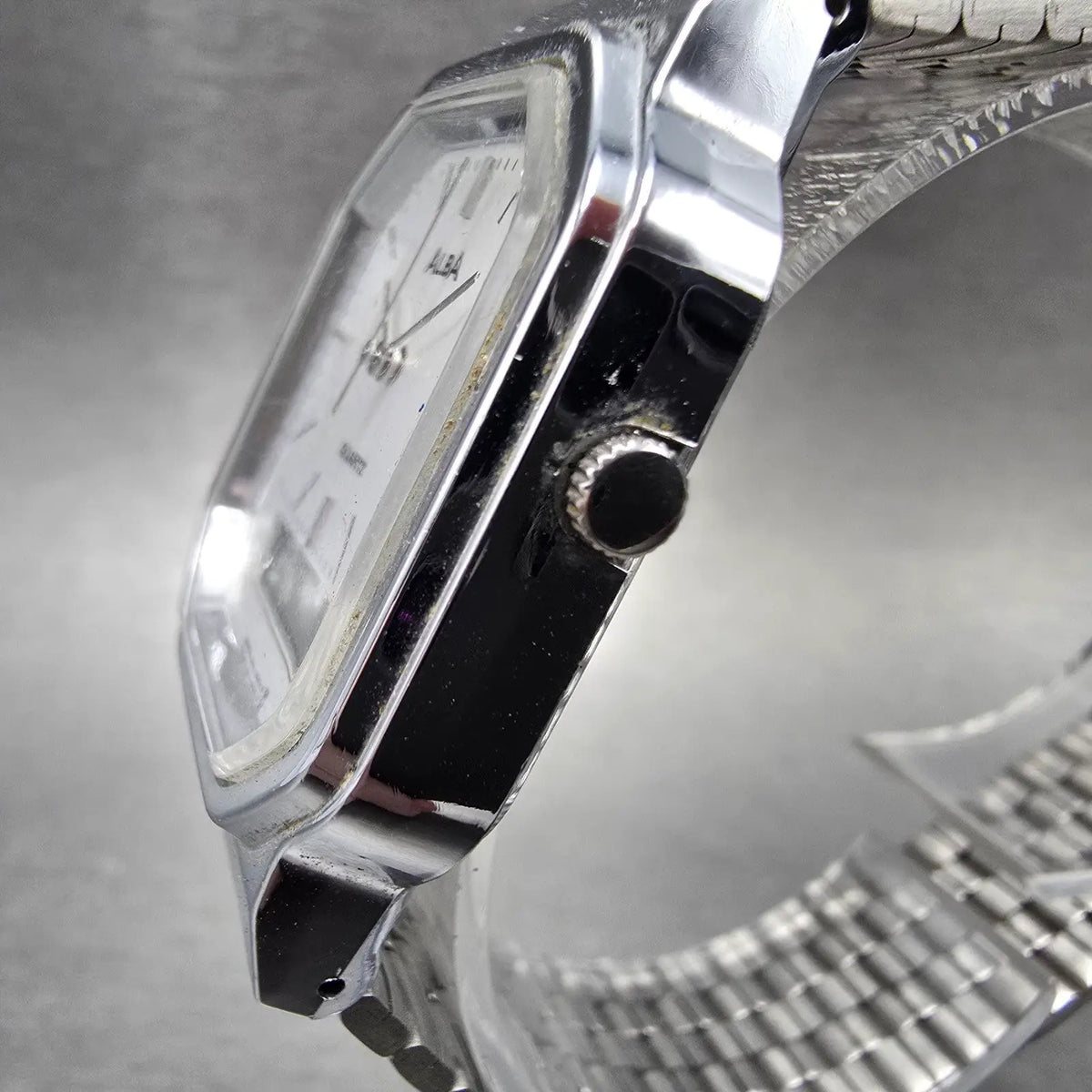 Seiko Alba Analog Digital Watch Men 32mm White Dial Silver Alarm Chrono READ!!!!2