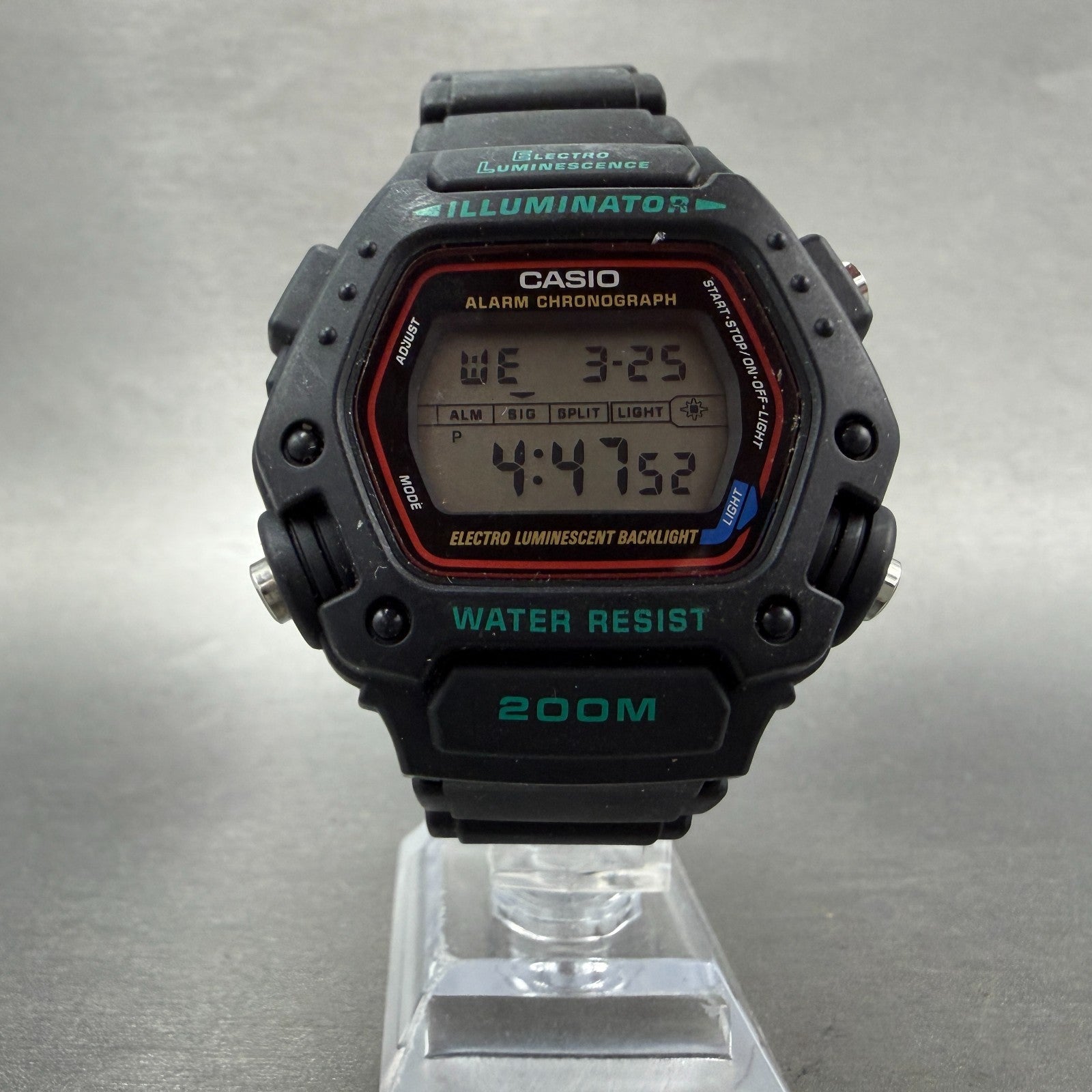 Casio Illuminator DW-290 Watch Men 47mm Black Digital Alarm Chrono New Battery5