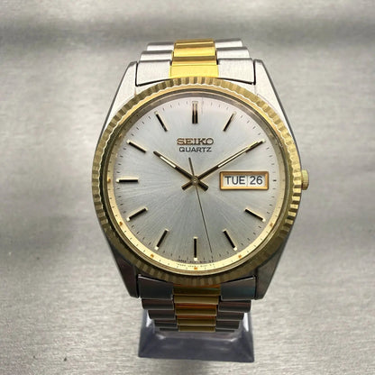 Seiko President Watch Men 36mm Silver Dial Two Tone Daydate 7N43-8110 New Batt0