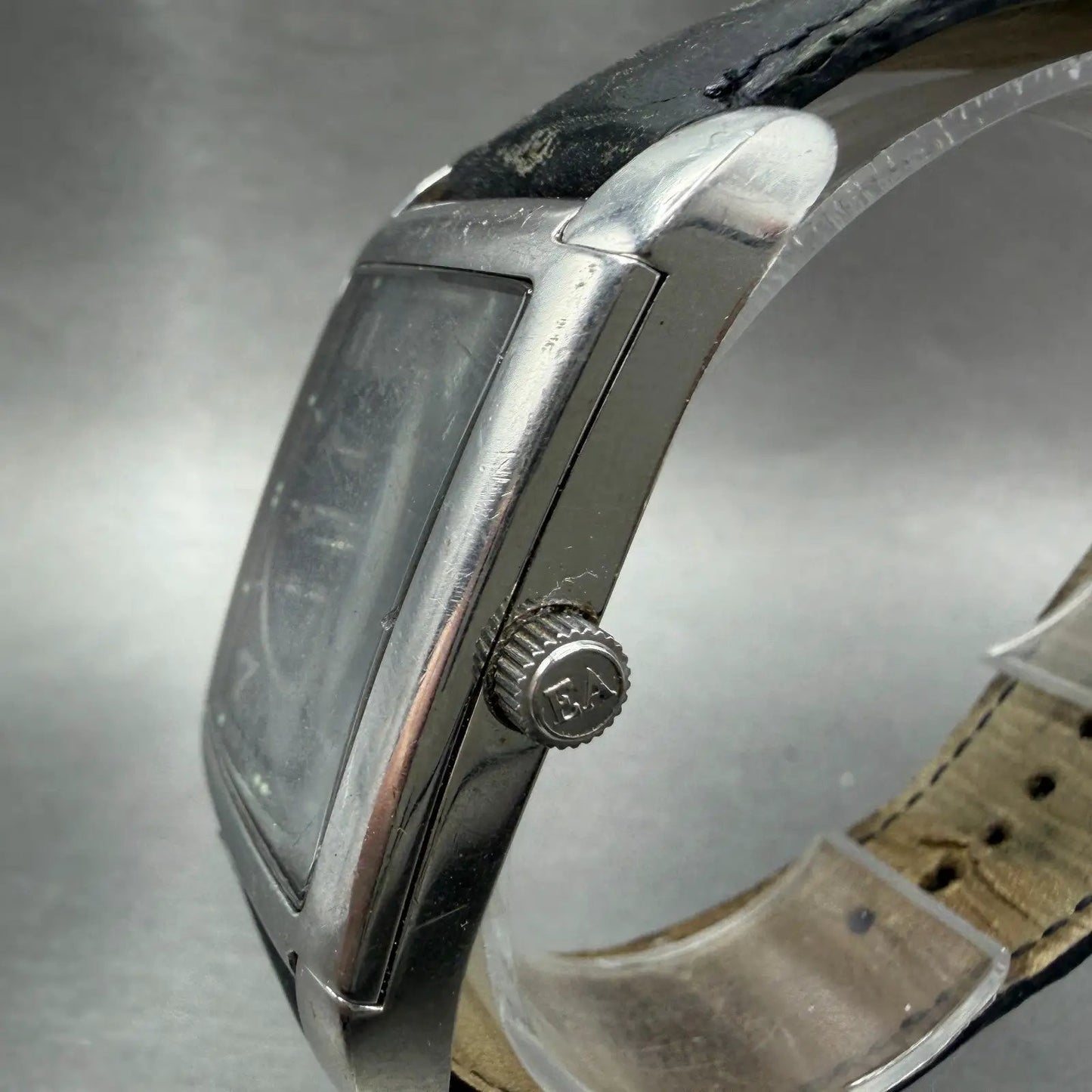 Emporio Armani Tank Watch Men 29mm Gray Dial Steel Date Rectangle AR-0272 NewBat2