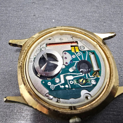 Hamilton Watch Men 34mm Champagne Dial Gold Round 9812U Operating Engineer PARTS13