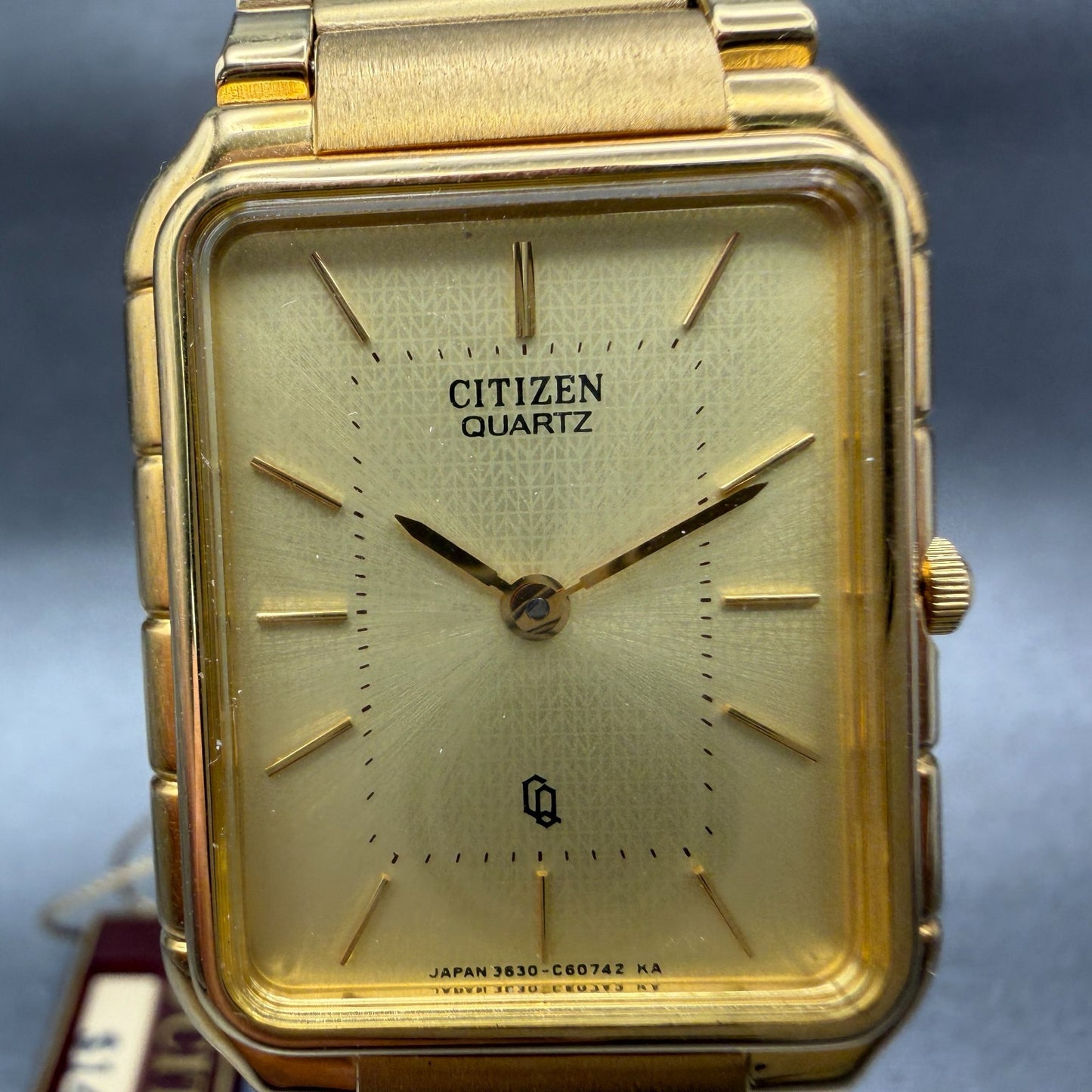Citizen Tank Watch Men 24mm Gold Dial Gold Tone Rectangle 3620364365 NOS PARTSA2
