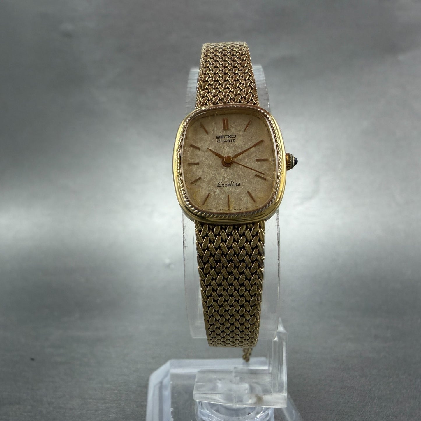 Seiko Exceline Watch Women 18mm Champagne Dial Gold Tone 1221-5410 New Battery5