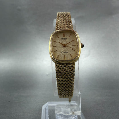 Seiko Exceline Watch Women 18mm Champagne Dial Gold Tone 1221-5410 New Battery5