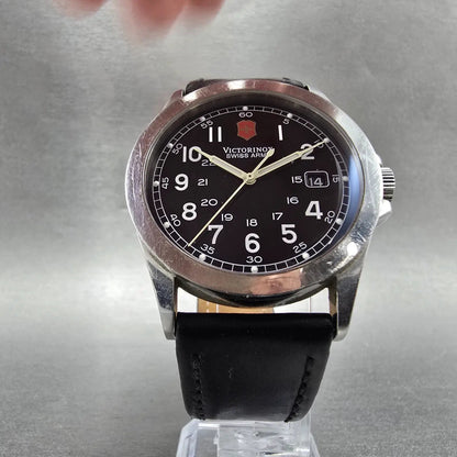 Swiss Army Victorinox Watch Men 38mm Black Dial Steel Date 24653 New Battery GHJ5