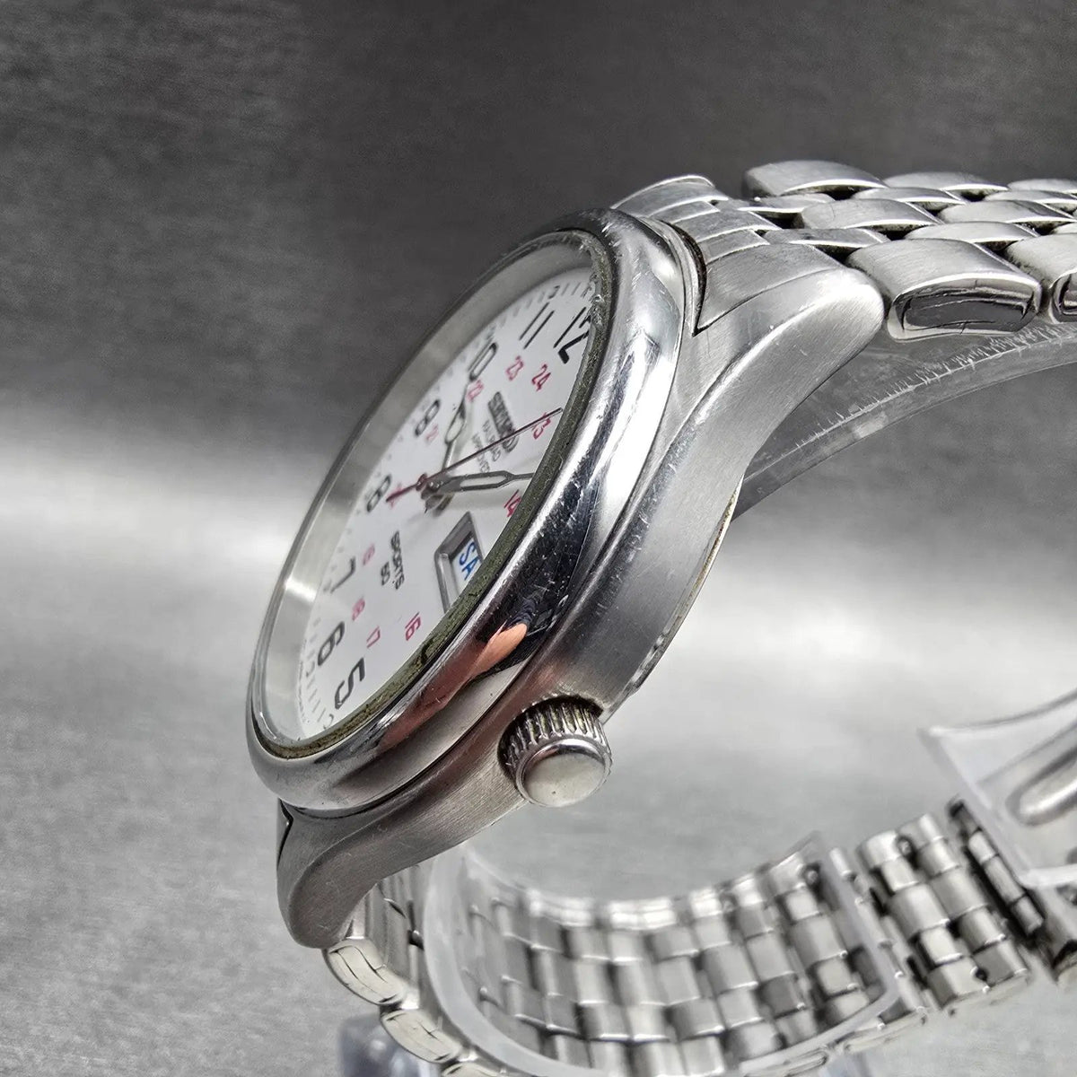 Seiko Railroad Approved Watch Men 37mm White Dial Silver Daydate 7N43-9A00 Runs3
