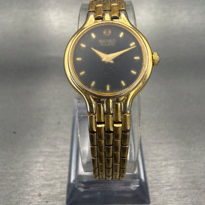 Seiko Watch Women 19mm Black Dial Gold Tone Round 1N00-0B29 New Battery5
