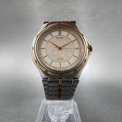Citizen Exceed Watch Men 32mm White Dial Two Tone Round 2730-954785 New Battery