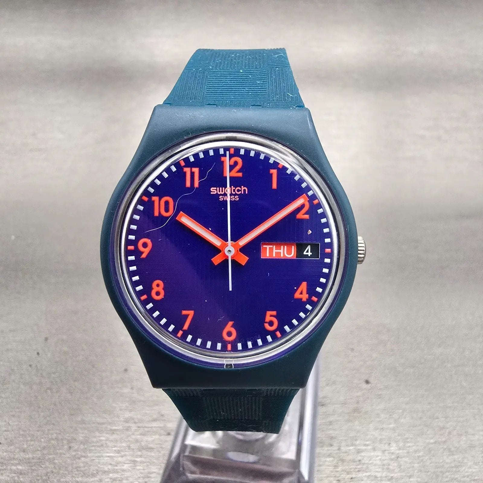 Swatch PATTERN FORMATION Watch Men 34mm Blue Dial Daydate Round SO28N706 New Bat0