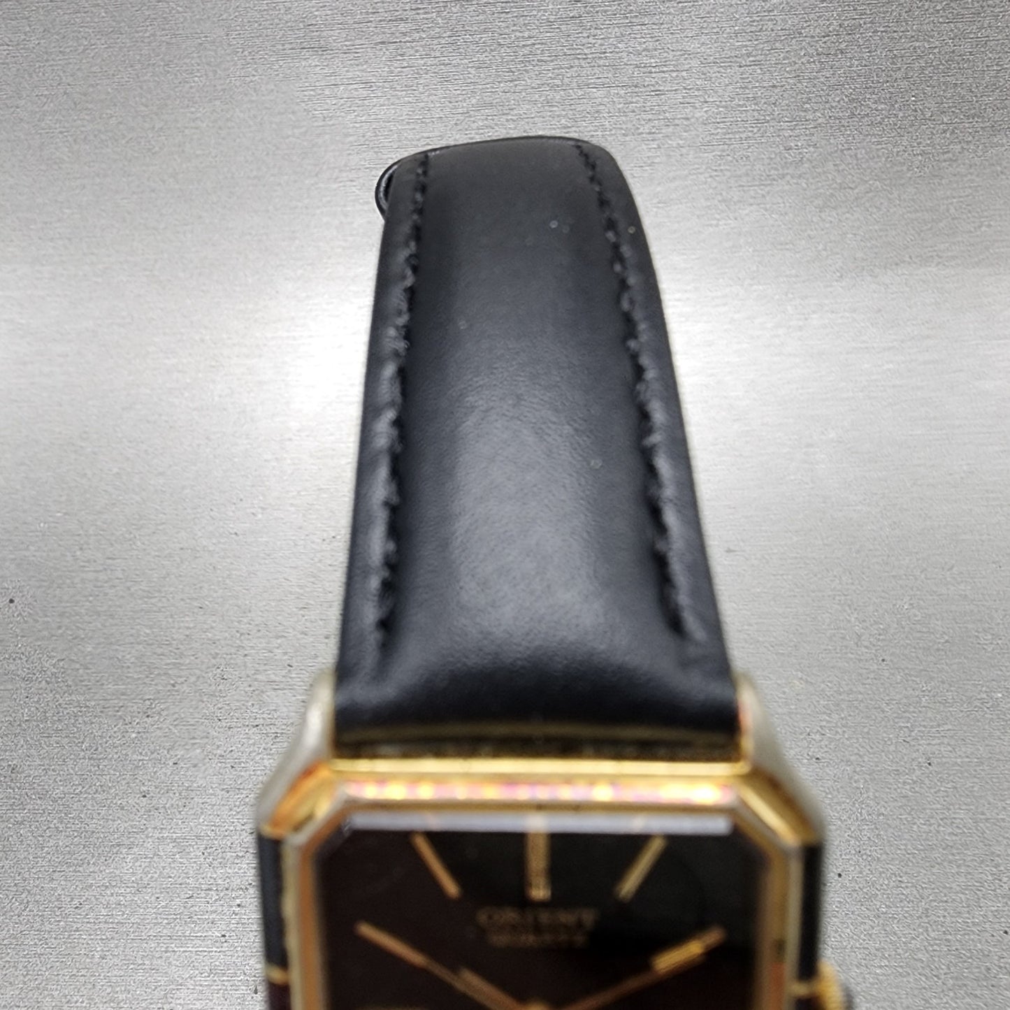 Orient Tank Watch Men 27mm Black Dial Black & Gold Tone I53543540 New Battery4
