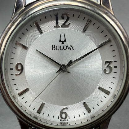Bulova Watch Men 38mm Silver Dial Silver Tone Round 96A000 New Battery1