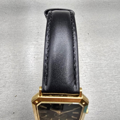 Citizen CQ Watch Men 30mm Black Dial Gold Tone Rectangle 1230-214960 New Battery4