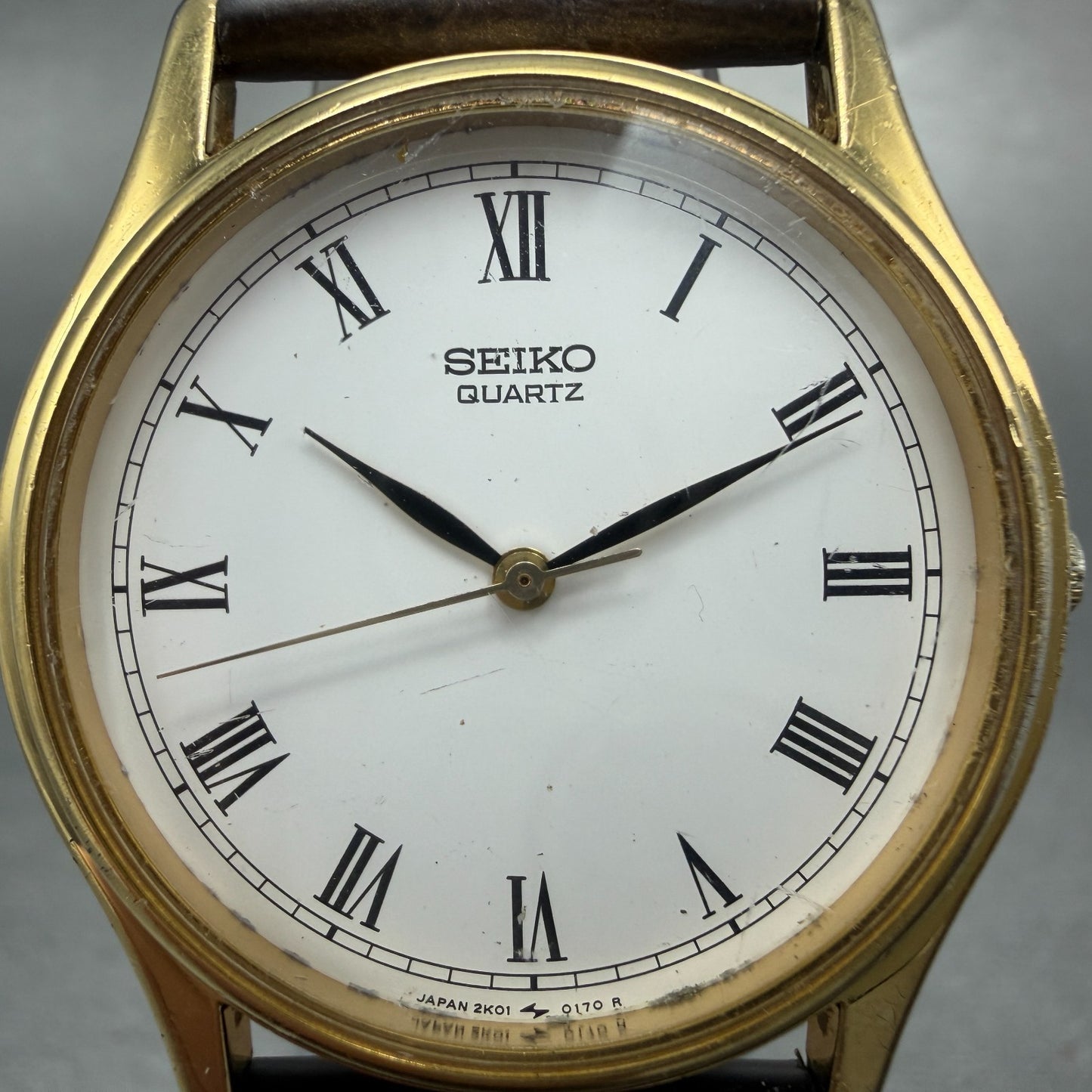 Seiko Watch Unisex 32mm White Dial Gold Tone Round 2K01-0090 New Battery Vintage1