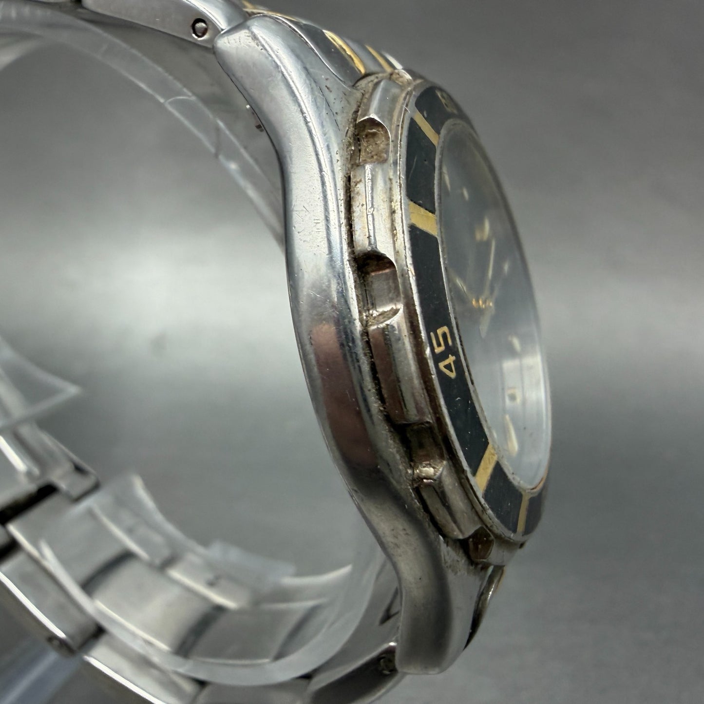 Bulova Marine Star Watch Men 37mm Black Dial Two Tone Date 98G05 New Battery3