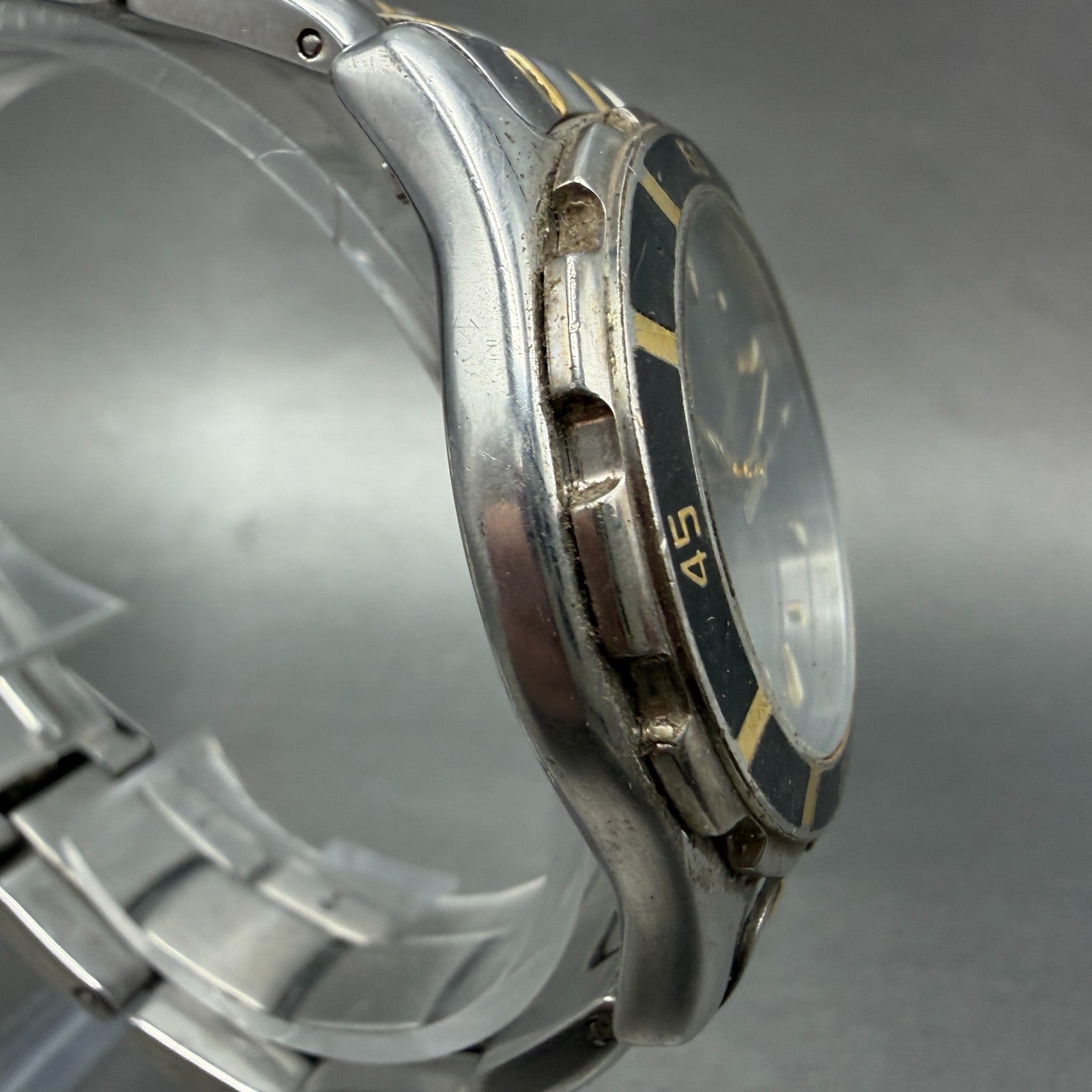 Bulova Marine Star Watch Men 37mm Black Dial Two Tone Date 98G05 New Battery3