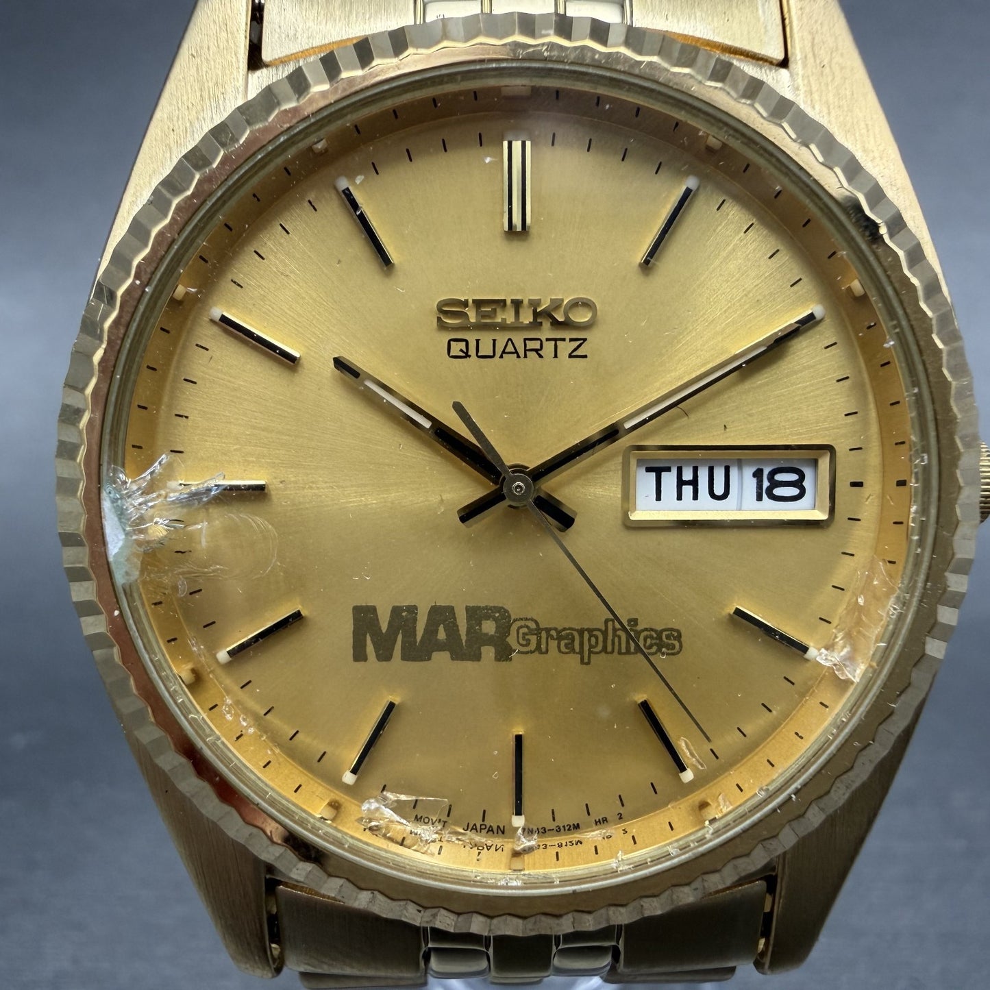 Seiko President Watch Men 36mm Champagne Dial Gold Tone Daydate Round New Batt M1