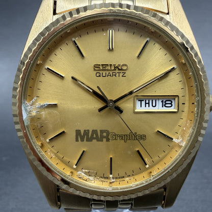 Seiko President Watch Men 36mm Champagne Dial Gold Tone Daydate Round New Batt M1