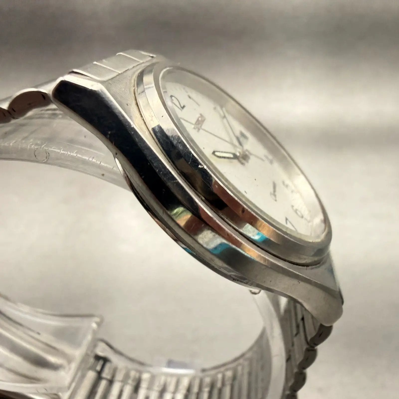 Seiko Chronos Watch Men 35mm Silver Dial Silver Daydate Round 5H23-7060 New Batt3