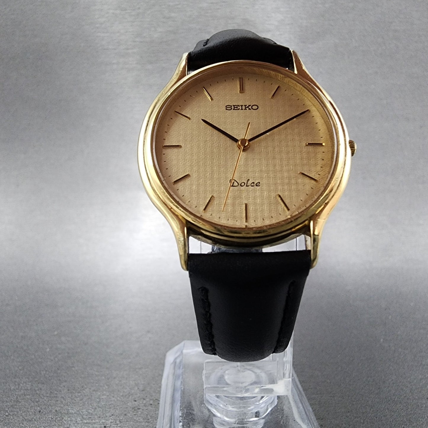 Seiko Dolce Watch Men 31mm Champagne Dial Gold Tone 8n416010 New Battery5