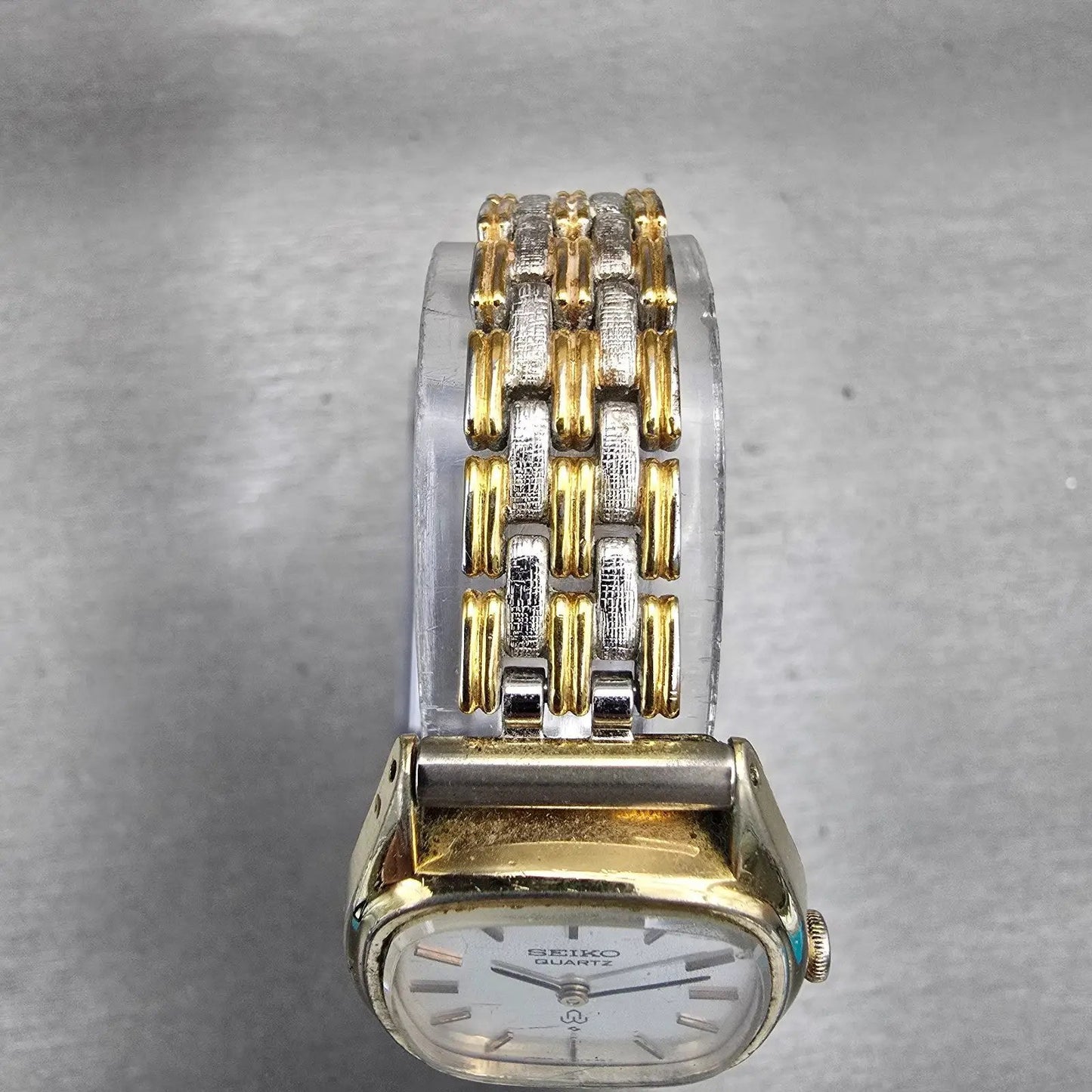 Seiko Watch Women 24mm Silver Dial Gold Tone Oval 4130-5160 New Battery Vintage4