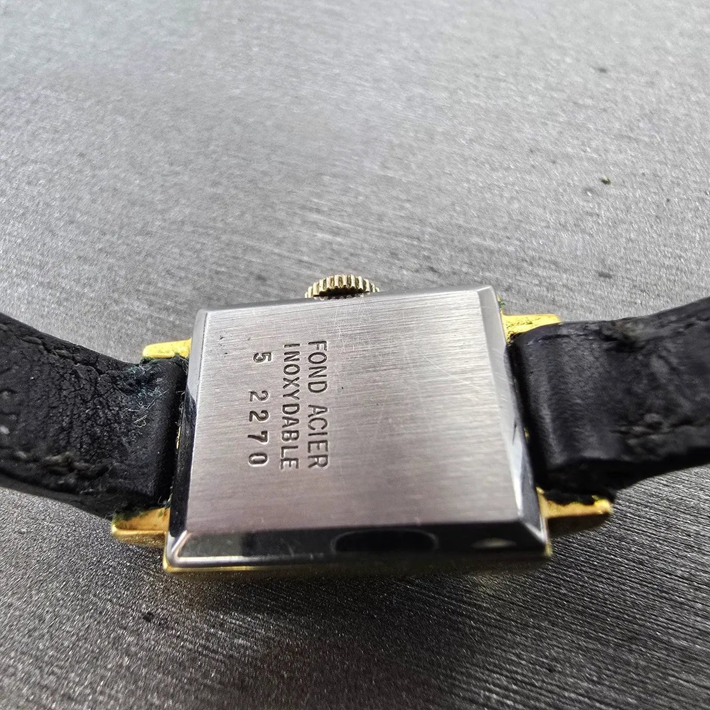 Bucherer Tank Watch Women 15mm Gold Dial Gold Plated Manual Wind PARTS10