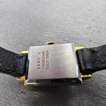 Bucherer Tank Watch Women 15mm Gold Dial Gold Plated Manual Wind PARTS10