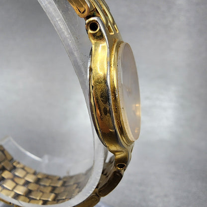 Seiko Watch Women 22mm White Dial Gold Tone Round 1n00-0a99 New Battery