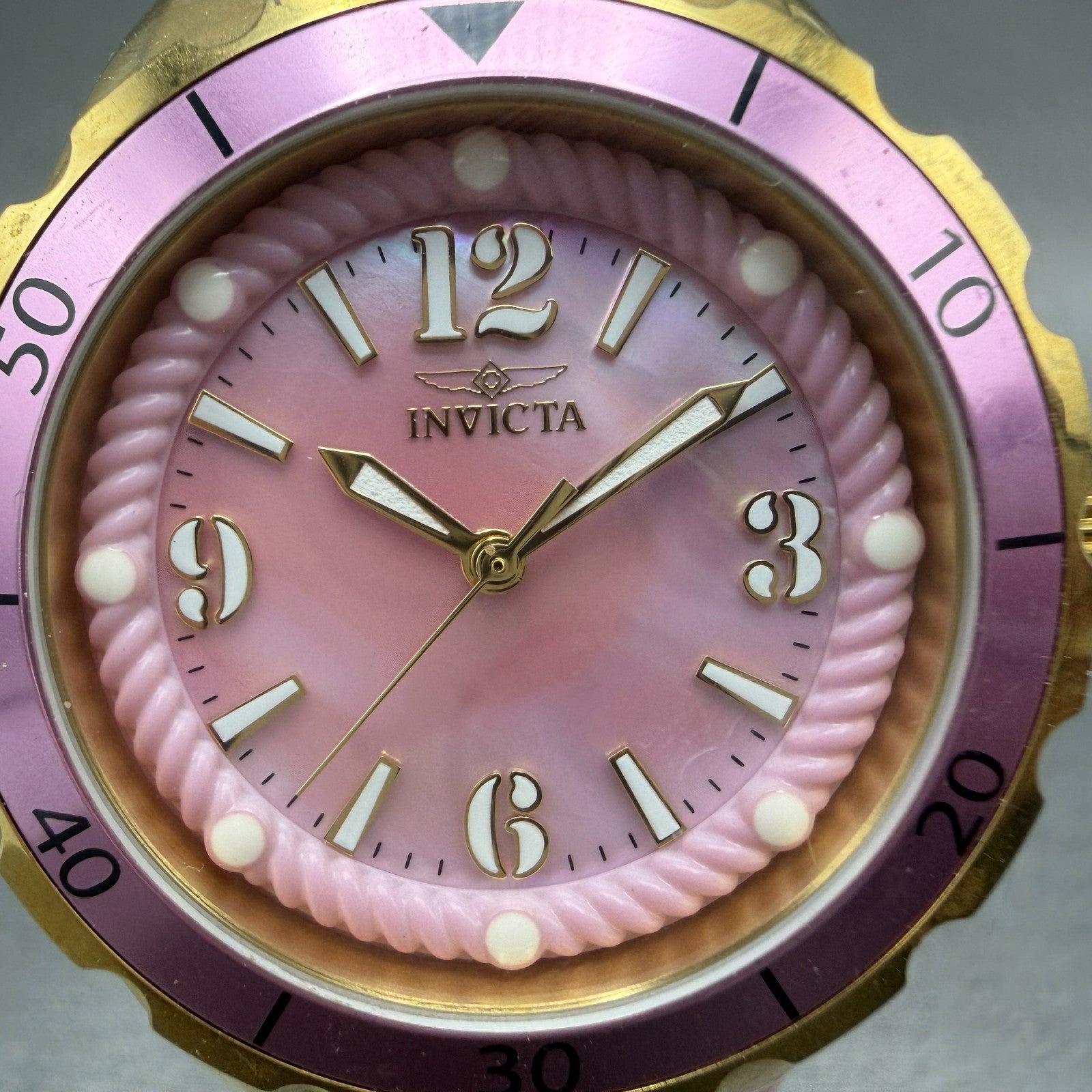 Invicta Angel Dive Watch Women 38mm MOP Dial Gold Tone Round 23744 New Battery1
