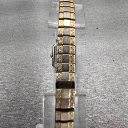 Citizen CQ Watch Women 17mm Black Dial Gold Tone Rectangle 3220-986385 New Batt7
