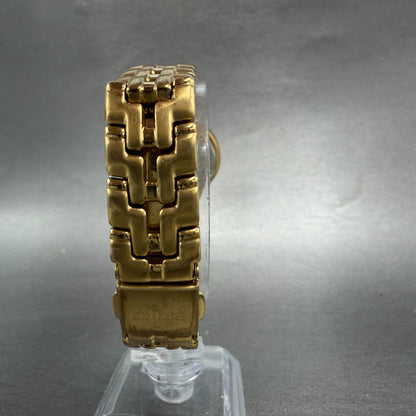 Seiko Watch Women 26mm Champagne Dial Gold Tone Date Round 7n82-0599 New Batt N57