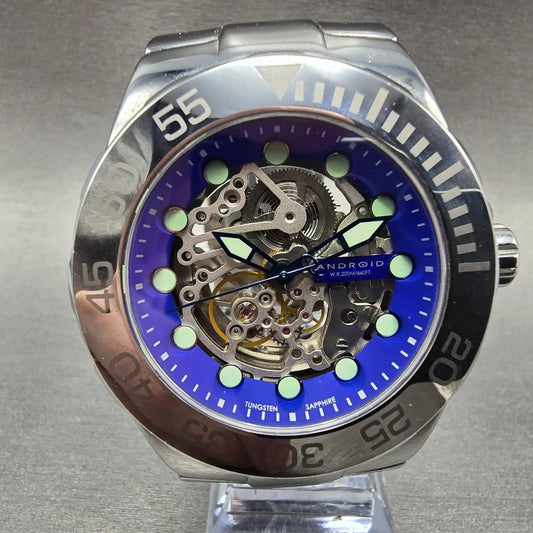 Android Hercules Skeleton Automatic Watch Men 49mmBlue Dial Tungsten Runs0