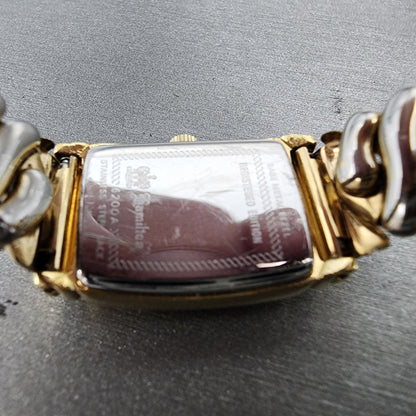 Hamilton Benton Tank Watch Women 19mm Gray Dial Gold Tone Rectangle New Battery9