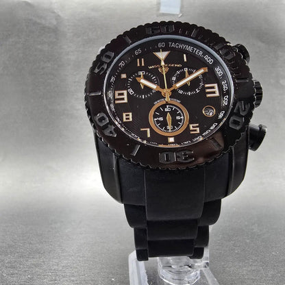 Swiss Legend Commander Chronograph Watch Men 46mm Black Daydate New Battery5